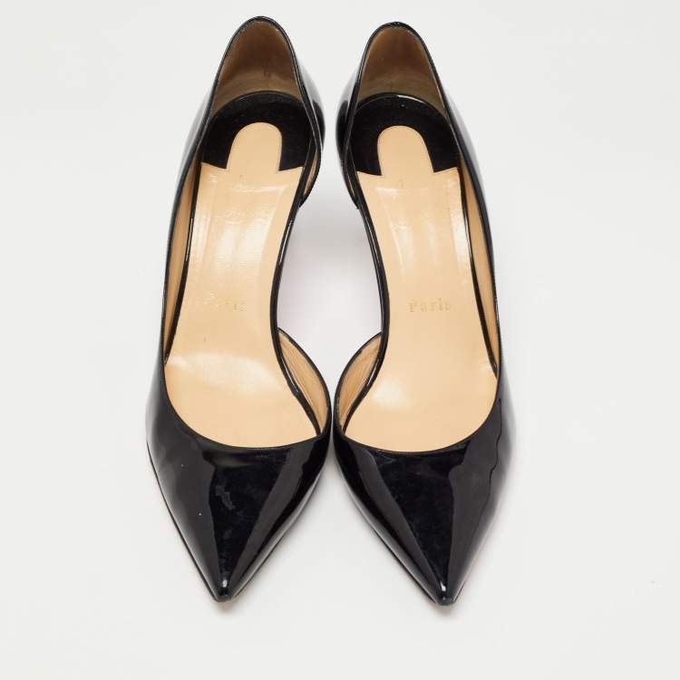 Pre Owned Christian Louboutin Black Patent Leather Iriza Pumps Size 40
