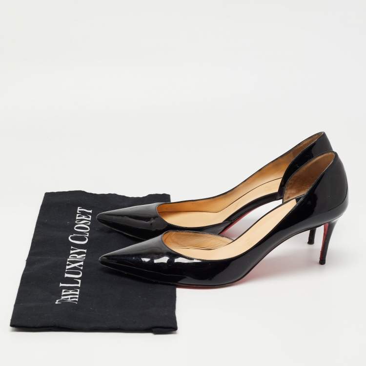 Pre Owned Christian Louboutin Black Patent Leather Iriza Pumps Size 40