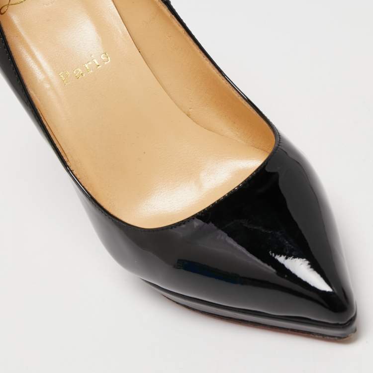 Pre Owned Christian Louboutin Black Patent Leather Pigalle Plato Pumps Size 38