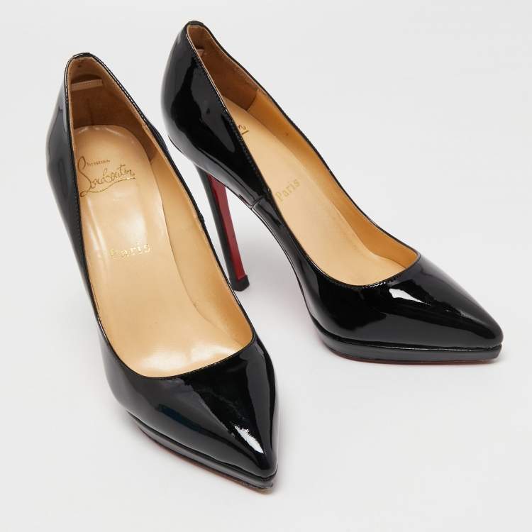 Pre Owned Christian Louboutin Black Patent Leather Pigalle Plato Pumps Size 38