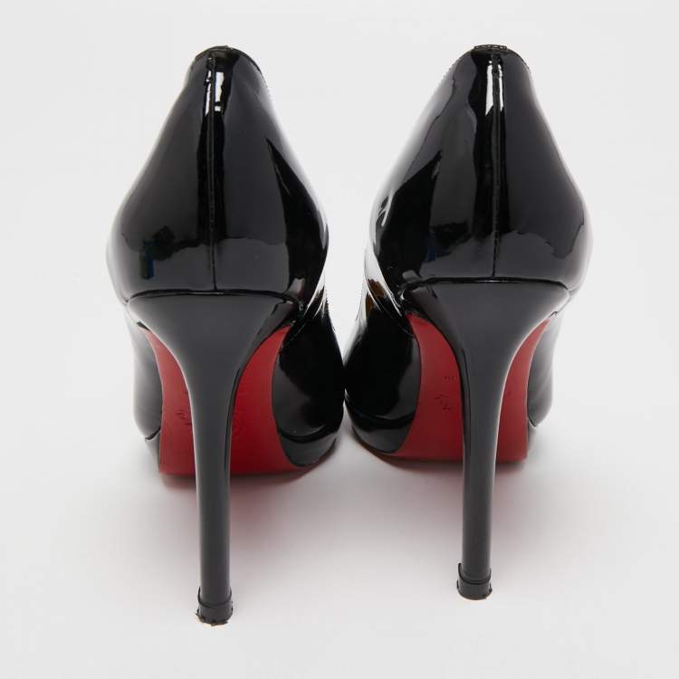 Pre Owned Christian Louboutin Black Patent Leather Pigalle Plato Pumps Size 38