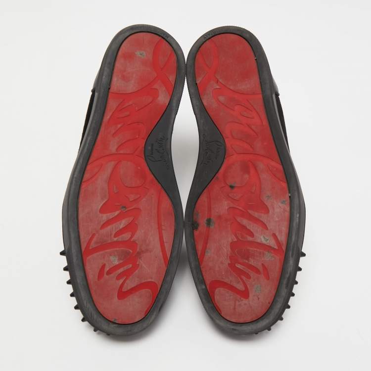 Pre Owned Christian Louboutin Black Suede and Leather Louis Spikes High Top Sneakers Size 38
