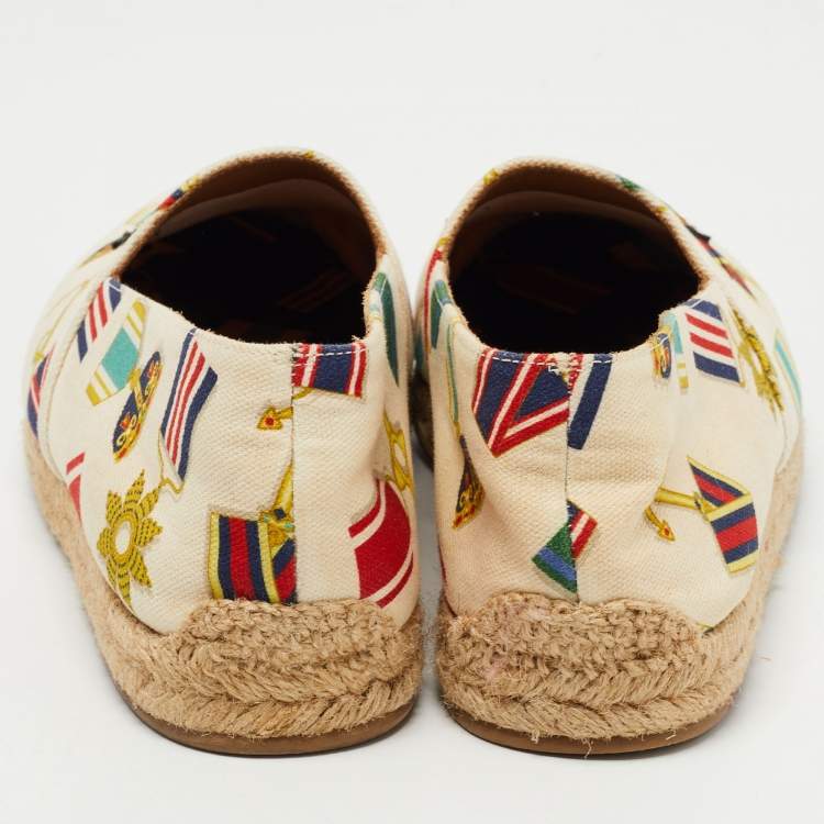 Pre Owned Christian Louboutin Multicolor Canvas Papi Hugo Espadrille Flats Size 39