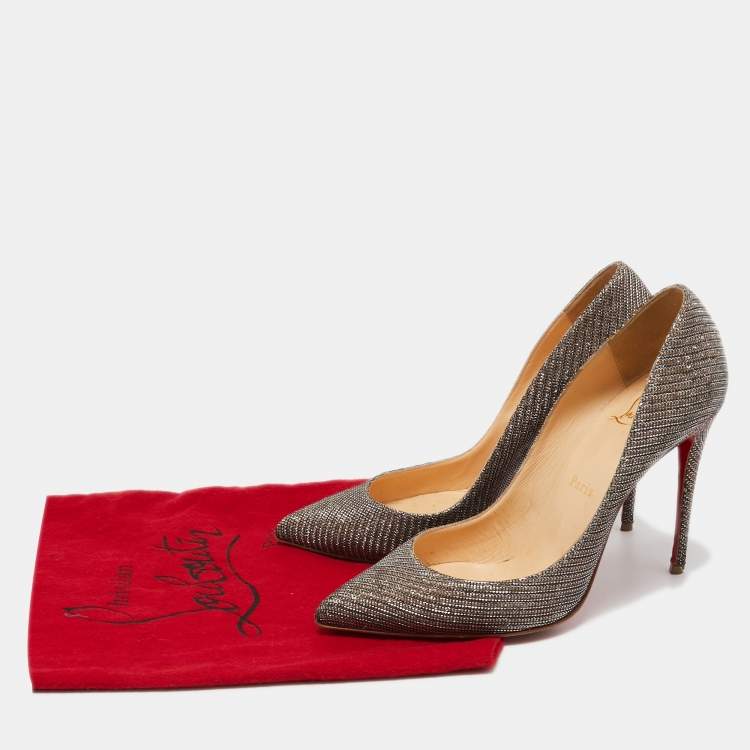 Pre Owned Christian Louboutin Gold Glitter So Kate Pumps Size 37.5
