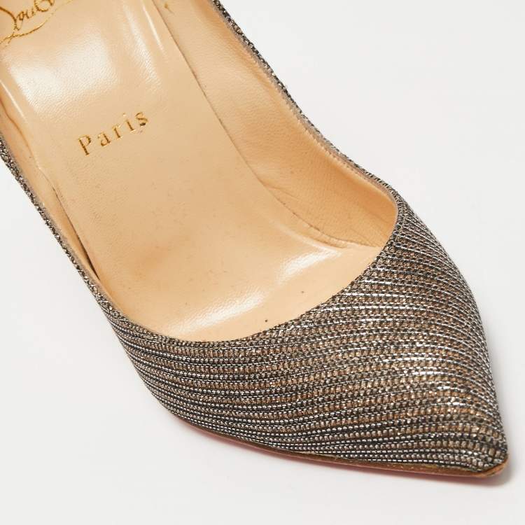 Pre Owned Christian Louboutin Gold Glitter So Kate Pumps Size 37.5