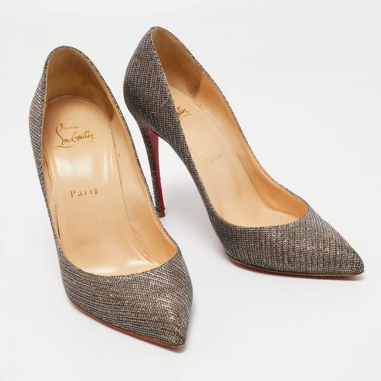 Pre Owned Christian Louboutin Gold Glitter So Kate Pumps Size 37.5