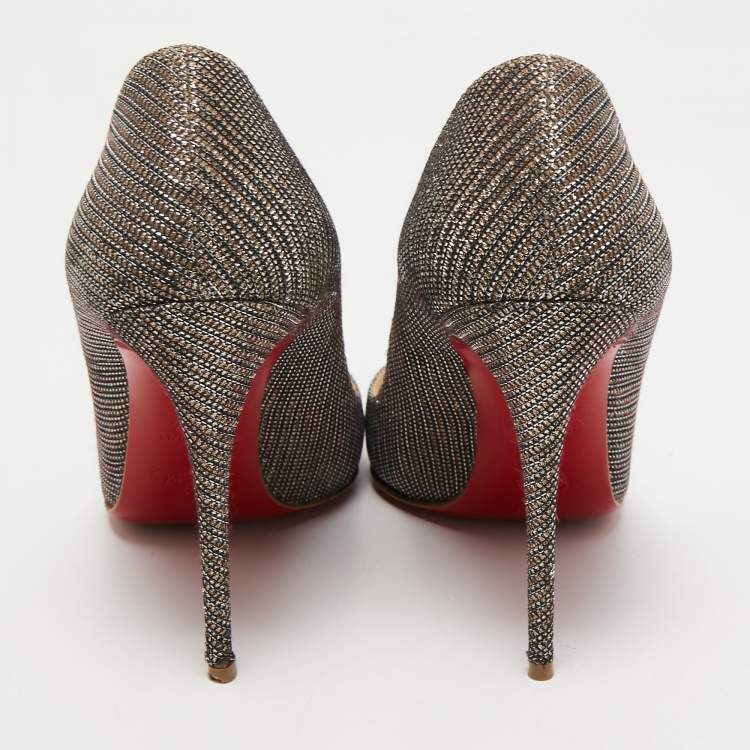 Pre Owned Christian Louboutin Gold Glitter So Kate Pumps Size 37.5