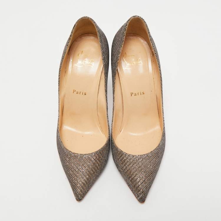 Pre Owned Christian Louboutin Gold Glitter So Kate Pumps Size 37.5