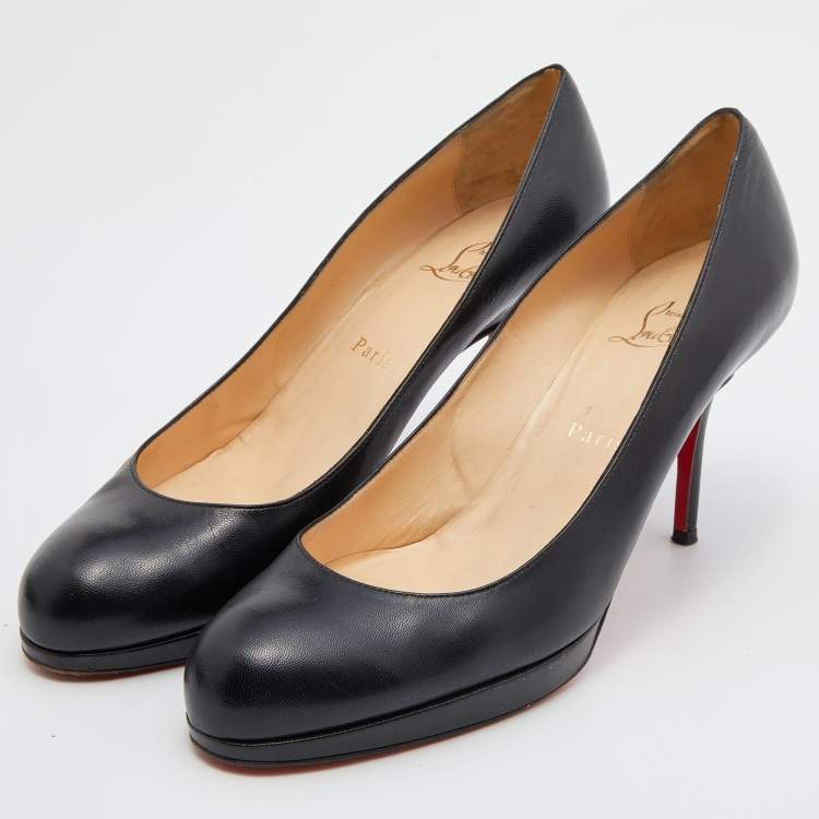 Pre Owned Christian Louboutin Black Leather New Simple Pumps Size 40
