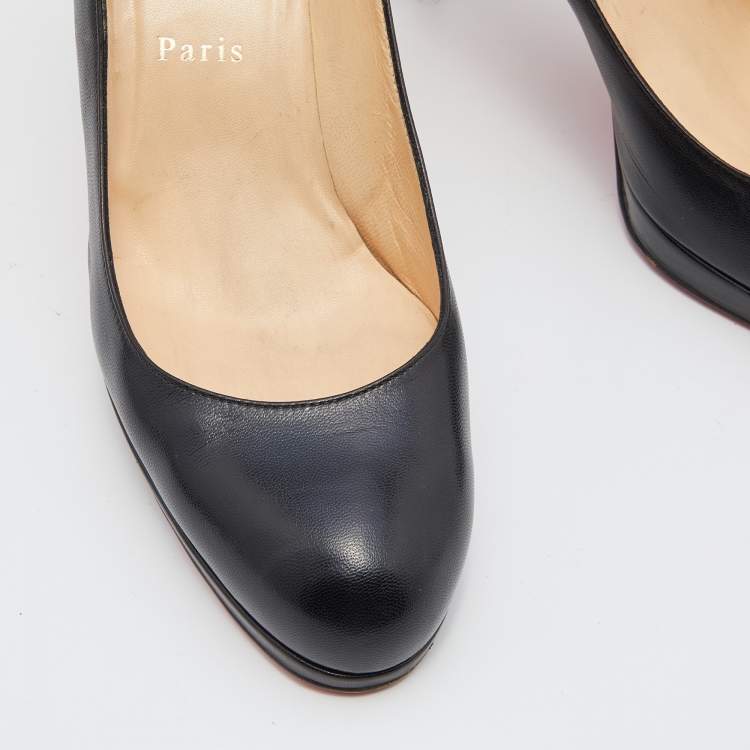 Pre Owned Christian Louboutin Black Leather New Simple Pumps Size 40