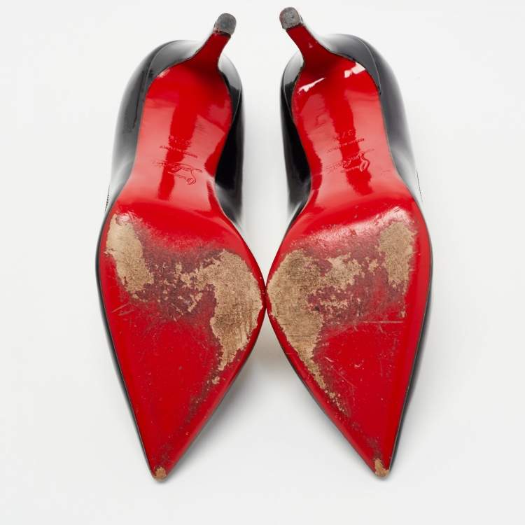 Pre Owned Christian Louboutin Black Patent Leather Pigalle Pumps Size 37.5