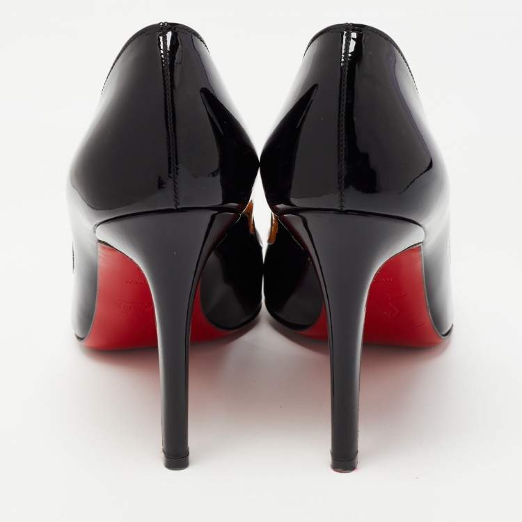 Pre Owned Christian Louboutin Black Patent Leather Pigalle Pumps Size 37.5
