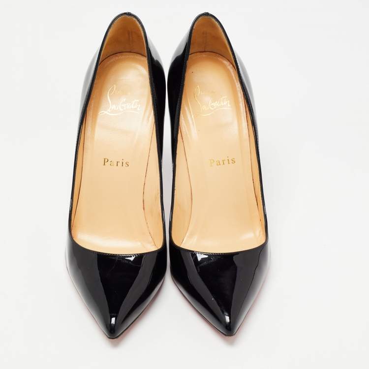 Pre Owned Christian Louboutin Black Patent Leather Pigalle Pumps Size 37.5