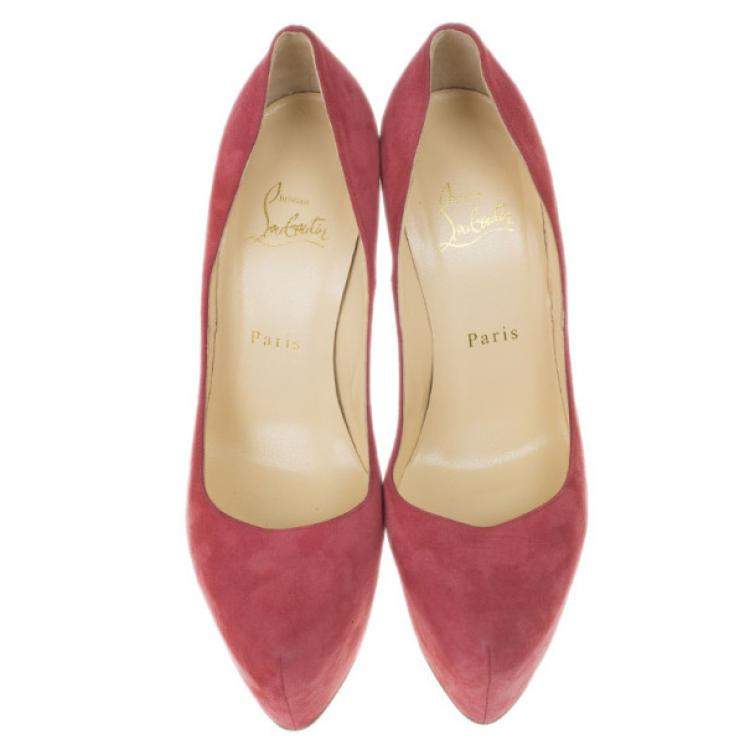 Pre Owned Christian Louboutin Pink Suede Daffodile Platform Pumps Size 38
