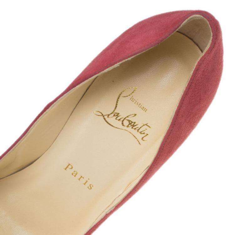 Pre Owned Christian Louboutin Pink Suede Daffodile Platform Pumps Size 38