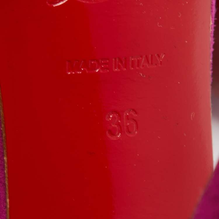 Pre Owned Christian Louboutin Purple Suede Rodita Sandals Size 36
