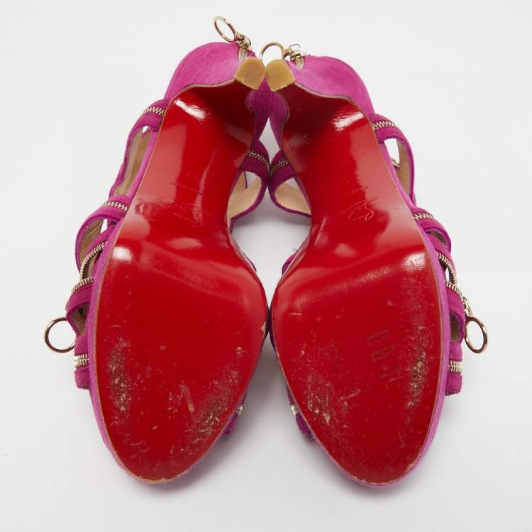 Pre Owned Christian Louboutin Purple Suede Rodita Sandals Size 36