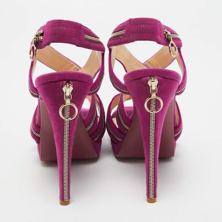 Pre Owned Christian Louboutin Purple Suede Rodita Sandals Size 36
