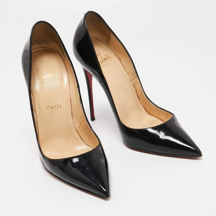 Pre Owned Christian Louboutin Black Patent Leather So Kate Pumps Size 38