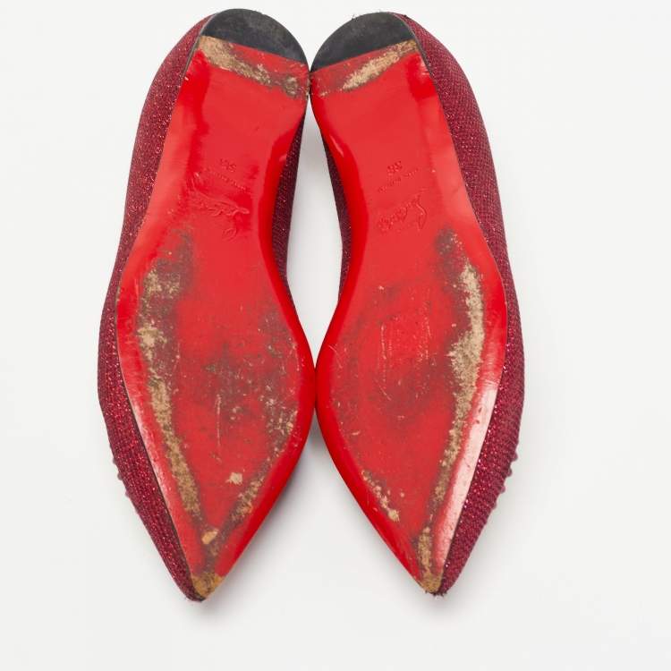 Pre Owned Christian Louboutin Metallic Pink Lurex Fabric Coramia Ballet Flats Size 38