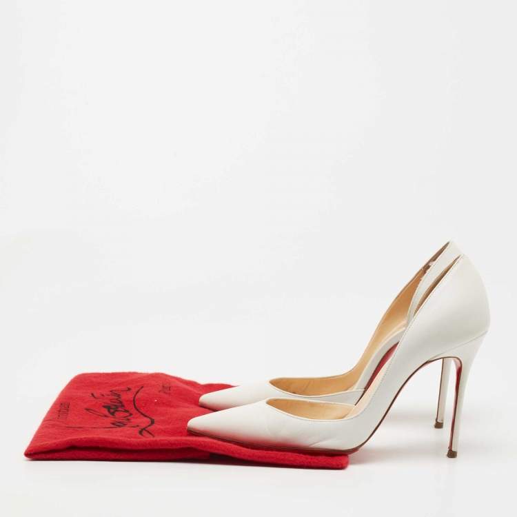 Pre Owned Christian Louboutin White Leather Iriza Pumps Size 37