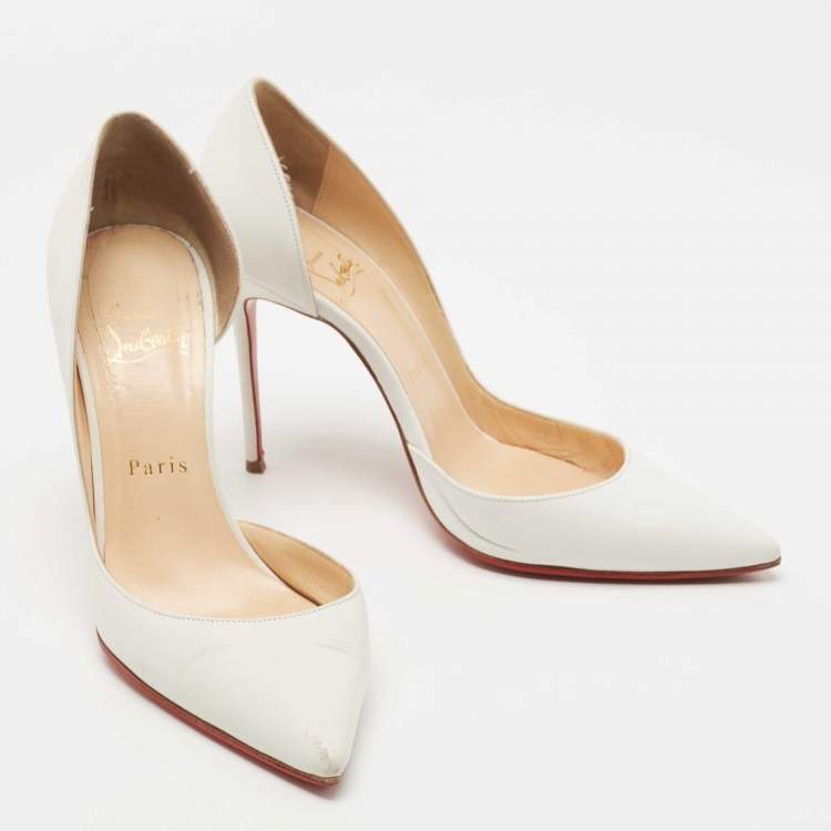 Pre Owned Christian Louboutin White Leather Iriza Pumps Size 37