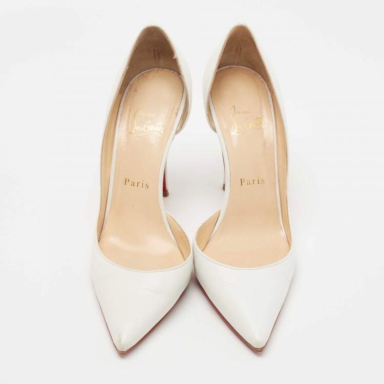 Pre Owned Christian Louboutin White Leather Iriza Pumps Size 37