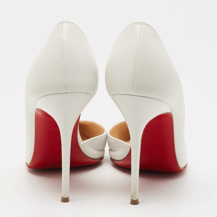 Pre Owned Christian Louboutin White Leather Iriza Pumps Size 37