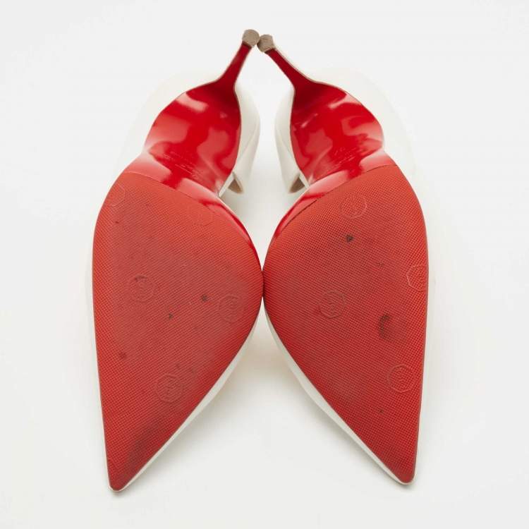 Pre Owned Christian Louboutin White Leather Iriza Pumps Size 37