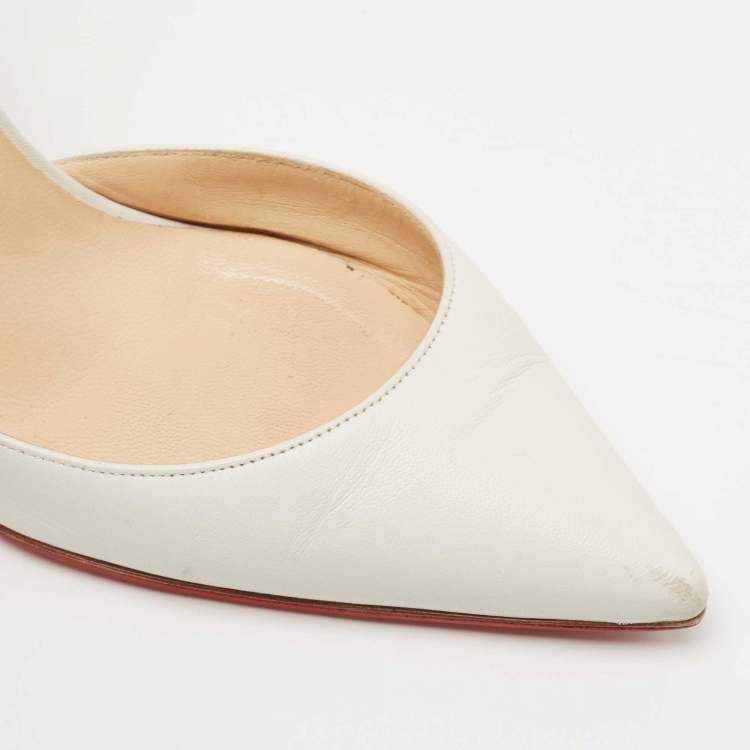 Pre Owned Christian Louboutin White Leather Iriza Pumps Size 37