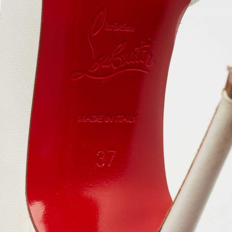 Pre Owned Christian Louboutin White Leather Iriza Pumps Size 37