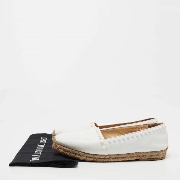 Pre Owned Christian Louboutin White Leather Ares Espadrille Flats Size 39
