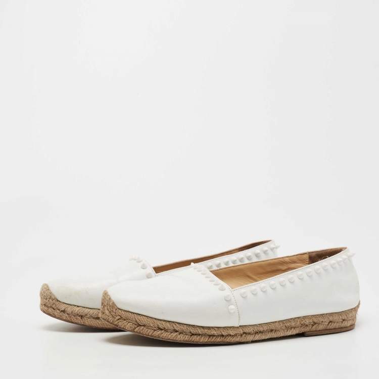 Pre Owned Christian Louboutin White Leather Ares Espadrille Flats Size 39