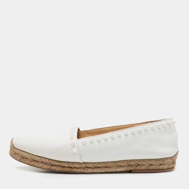 Pre Owned Christian Louboutin White Leather Ares Espadrille Flats Size 39