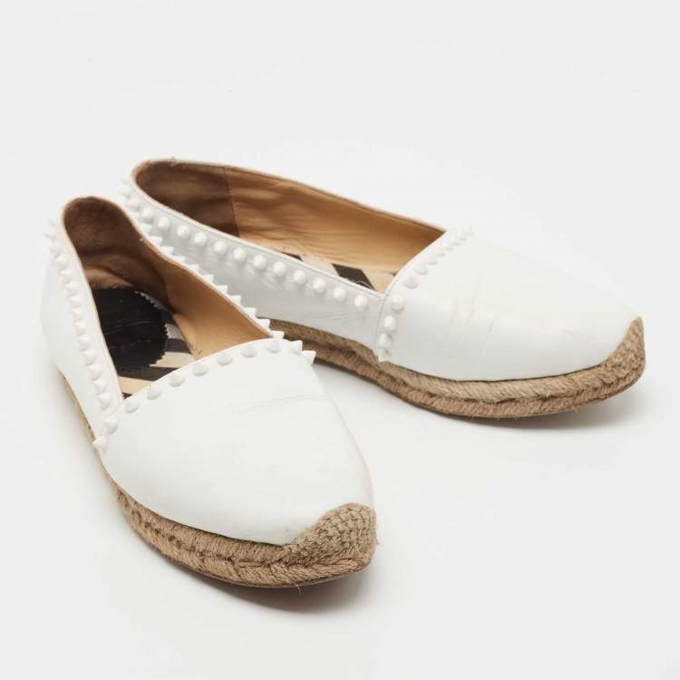 Pre Owned Christian Louboutin White Leather Ares Espadrille Flats Size 39