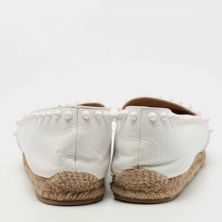 Pre Owned Christian Louboutin White Leather Ares Espadrille Flats Size 39
