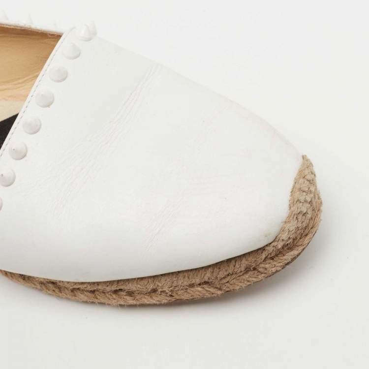 Pre Owned Christian Louboutin White Leather Ares Espadrille Flats Size 39