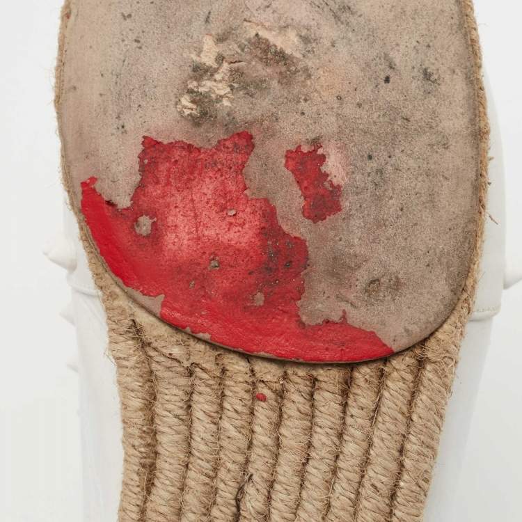 Pre Owned Christian Louboutin White Leather Ares Espadrille Flats Size 39