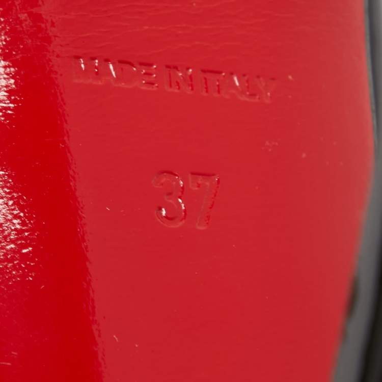 Pre Owned Christian Louboutin Black Patent Leather Lady Peep Platform Pumps Size 37