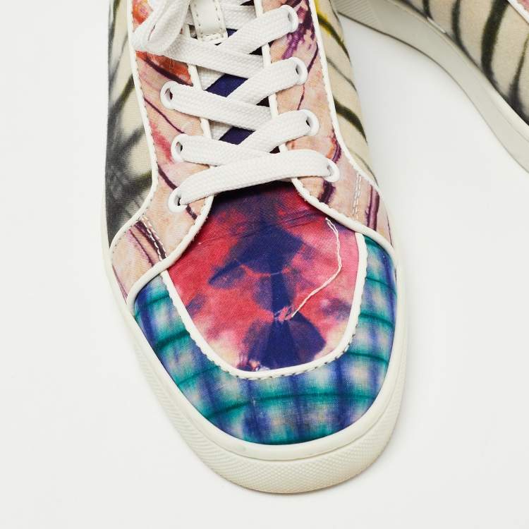 Pre Owned Christian Louboutin Multicolor Fabric Tie Dye High Top Sneakers Size 39.5