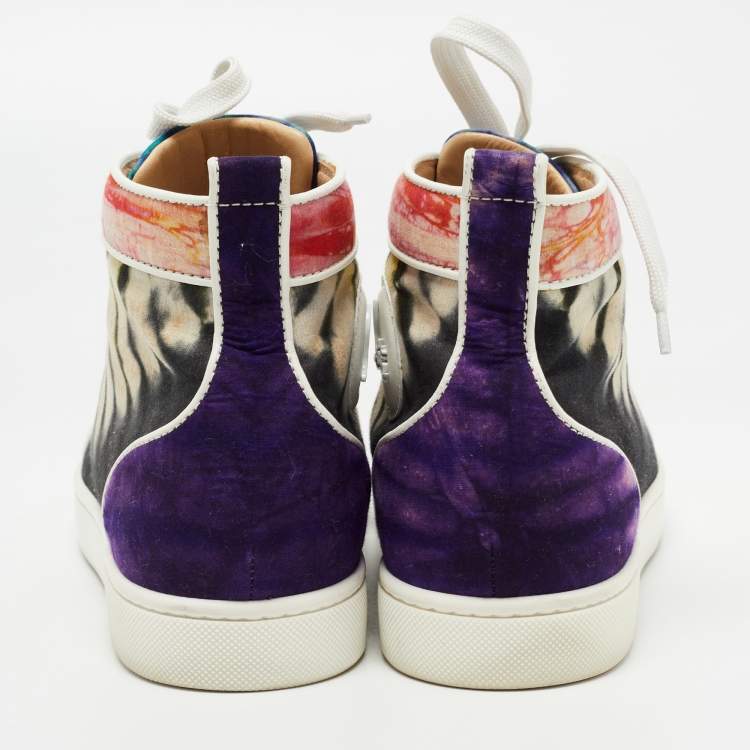 Pre Owned Christian Louboutin Multicolor Fabric Tie Dye High Top Sneakers Size 39.5