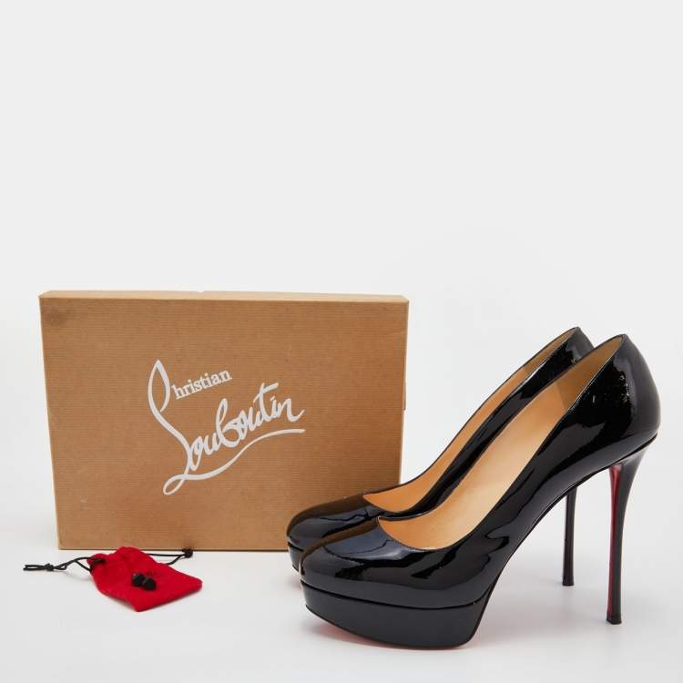 Pre Owned Christian Louboutin Black Patent Leather Bianca Platform Pumps Size 41