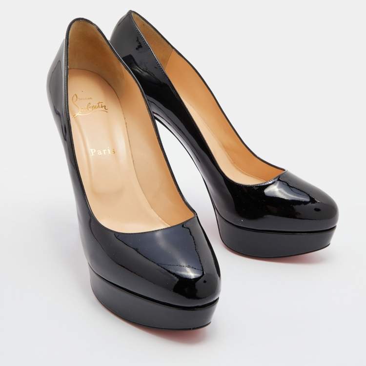 Pre Owned Christian Louboutin Black Patent Leather Bianca Platform Pumps Size 41