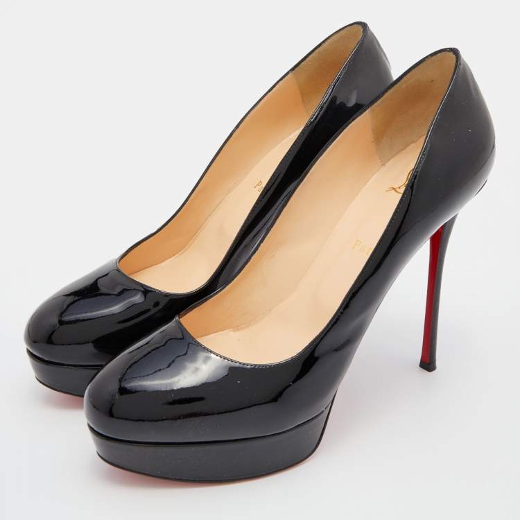 Pre Owned Christian Louboutin Black Patent Leather Bianca Platform Pumps Size 41
