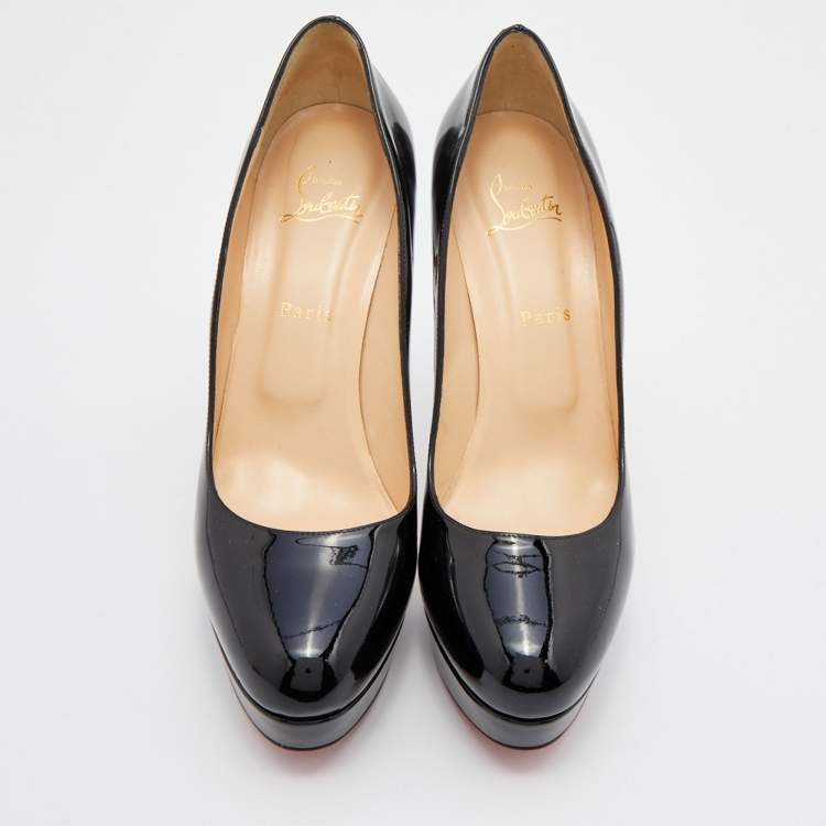 Pre Owned Christian Louboutin Black Patent Leather Bianca Platform Pumps Size 41