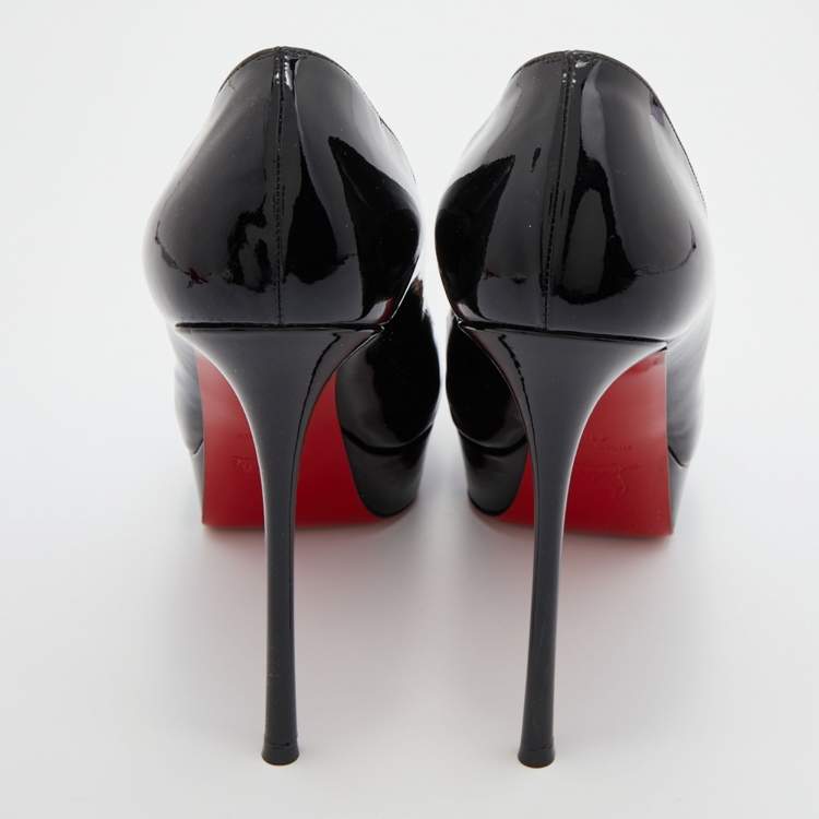 Pre Owned Christian Louboutin Black Patent Leather Bianca Platform Pumps Size 41