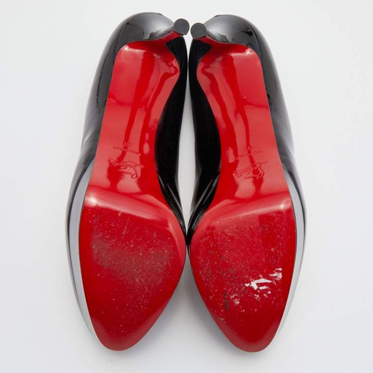 Pre Owned Christian Louboutin Black Patent Leather Bianca Platform Pumps Size 41
