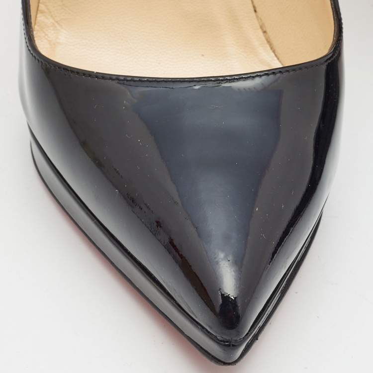 Pre Owned Christian Louboutin Black Patent Leather Pigalle Plato Pumps Size 37.5