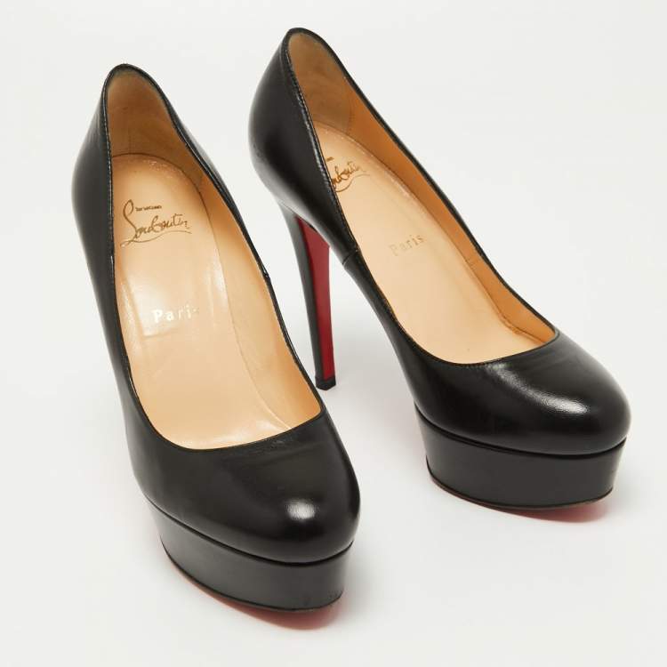 Pre Owned Christian Louboutin Black Leather Bianca Pumps Size 37