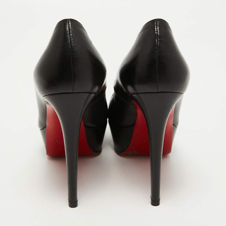 Pre Owned Christian Louboutin Black Leather Bianca Pumps Size 37